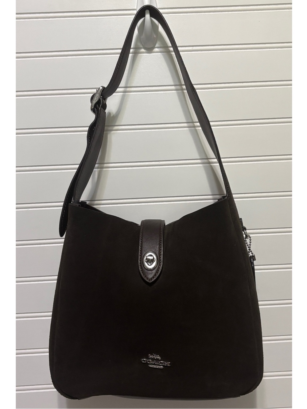 COACH Hadley Convertible Crossbody Hobo Shoulder Bag Purse Brown Suede CW004
